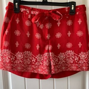 Loft Red Tie Shorts